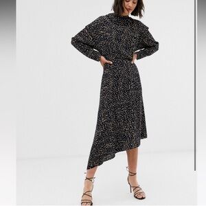 & Other Stories Black Asymmetrical Confetti Print Dress